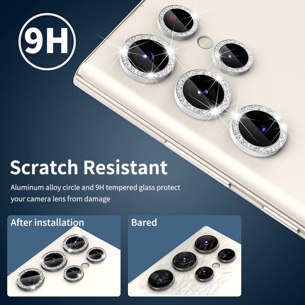 ENKAY ENKAY Galaxy S25 Ultra Linsskydd Glitter Silver