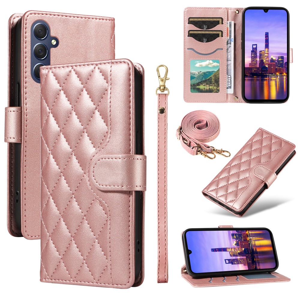  Samsung Galaxy A16 / A26 5G Fodral Rhombus Läder Roséguld
