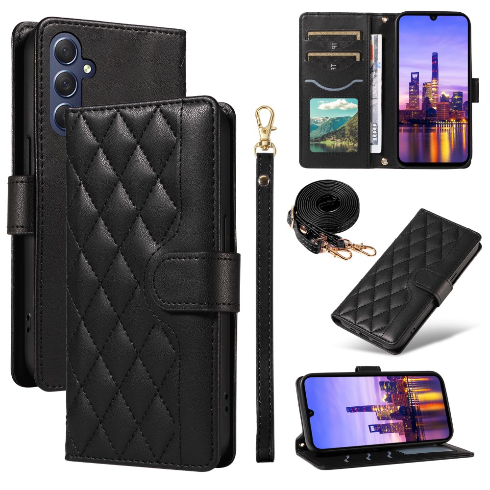  Samsung Galaxy A16 / A26 5G Fodral Rhombus Läder Svart