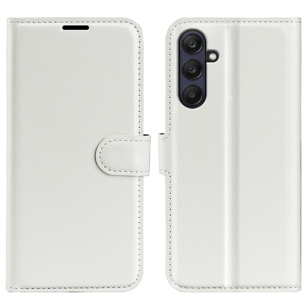  Samsung Galaxy A16 / A26 5G Fodral Litchi Läder Textur Vit