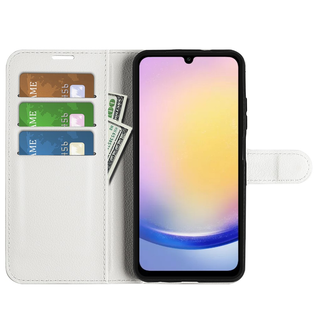  Samsung Galaxy A16 / A26 5G Fodral Litchi Läder Textur Vit