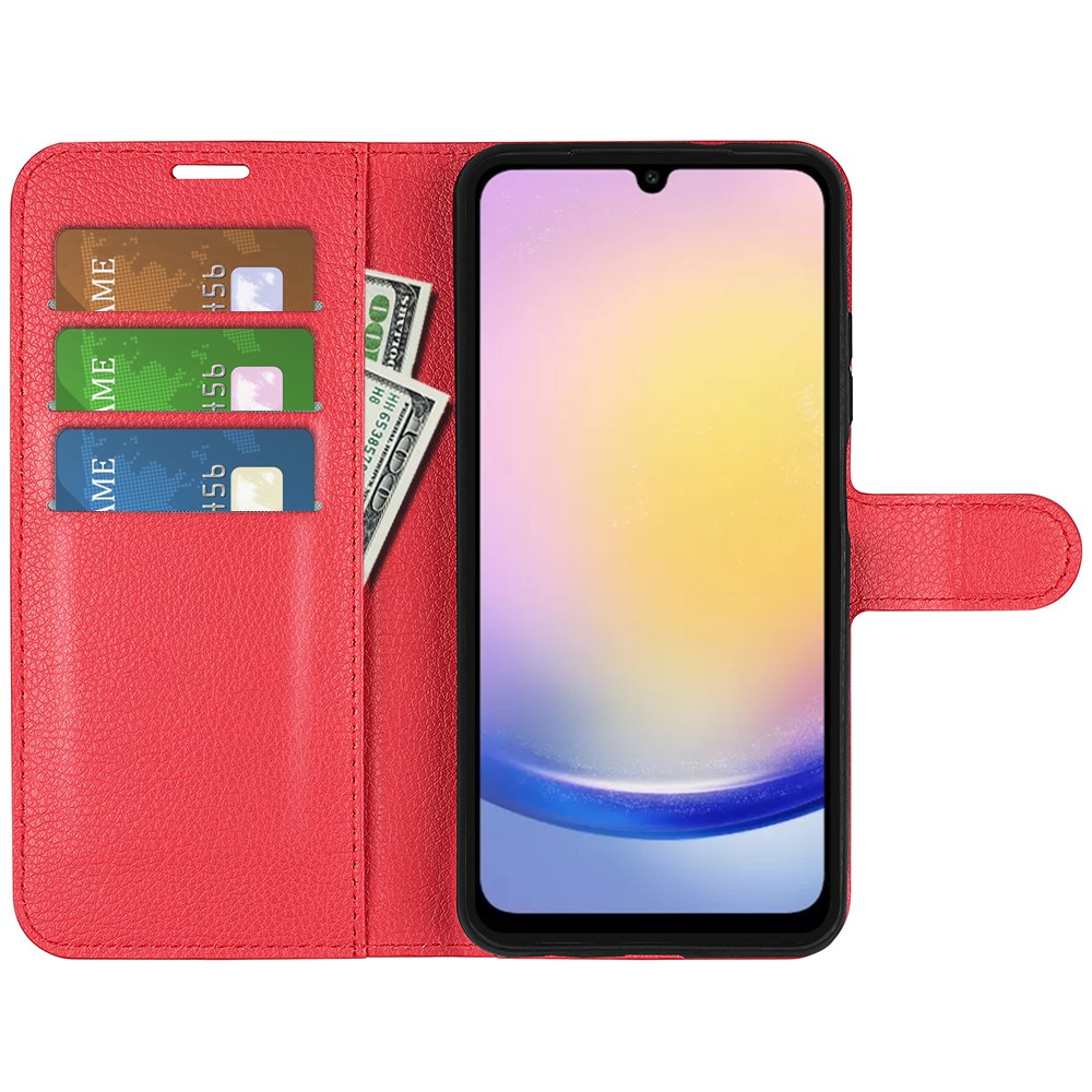  Samsung Galaxy A16 / A26 5G Fodral Litchi Läder Textur Röd
