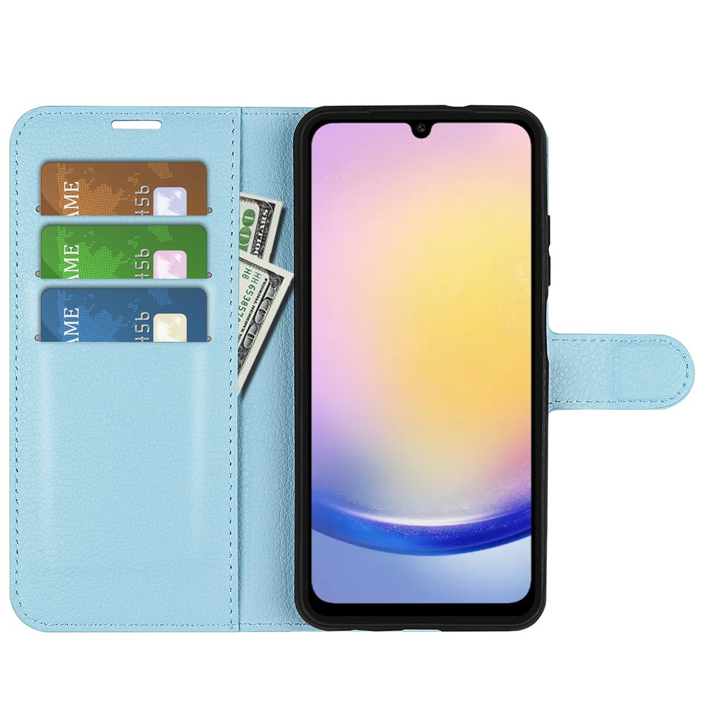  Samsung Galaxy A16 / A26 5G Fodral Litchi Läder Textur Blå