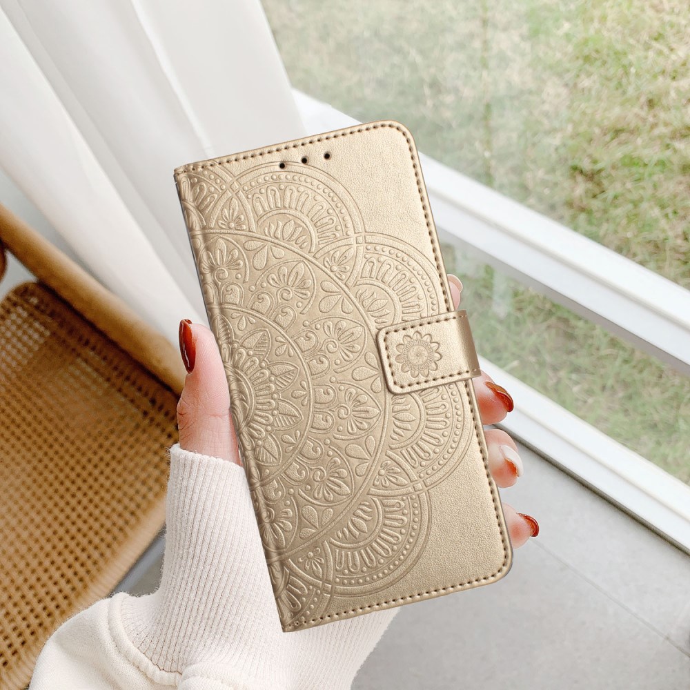  Samsung Galaxy A16 / A26 5G Fodral Mandala Läder Guld