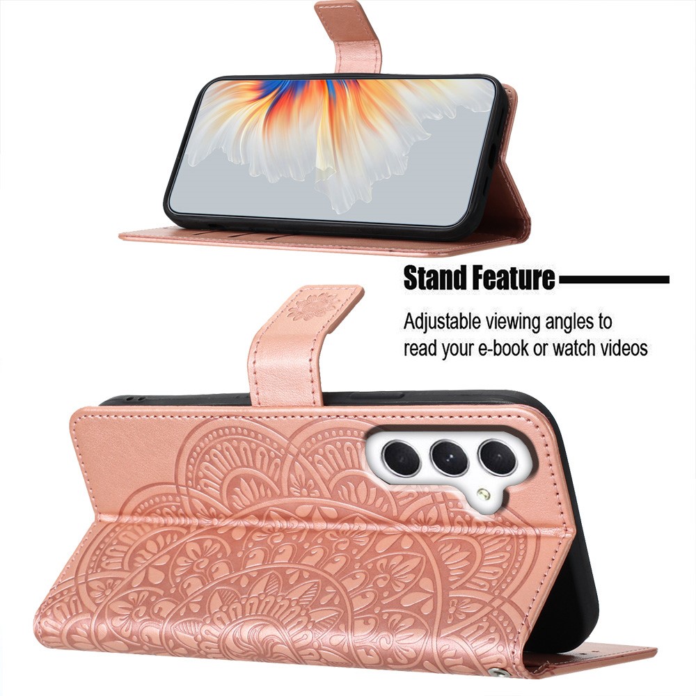  Samsung Galaxy A16 / A26 5G Fodral Mandala Läder Roséguld