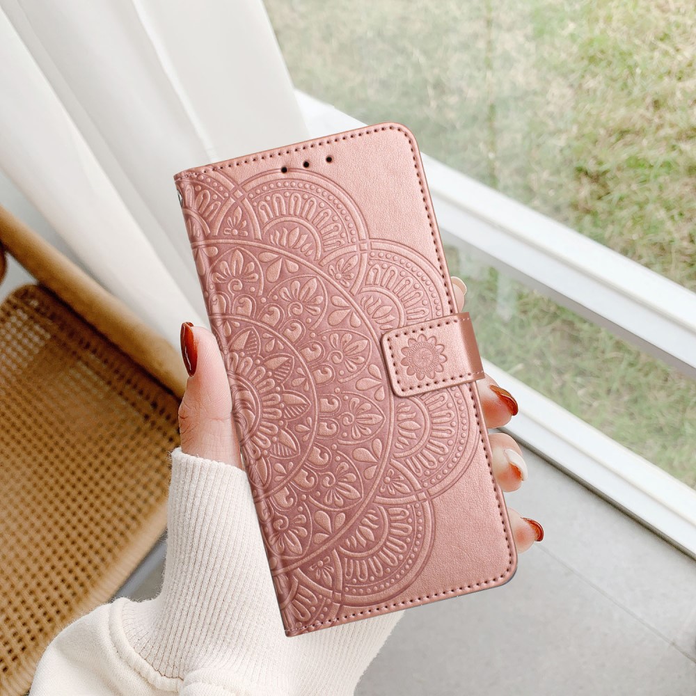  Samsung Galaxy A16 / A26 5G Fodral Mandala Läder Roséguld
