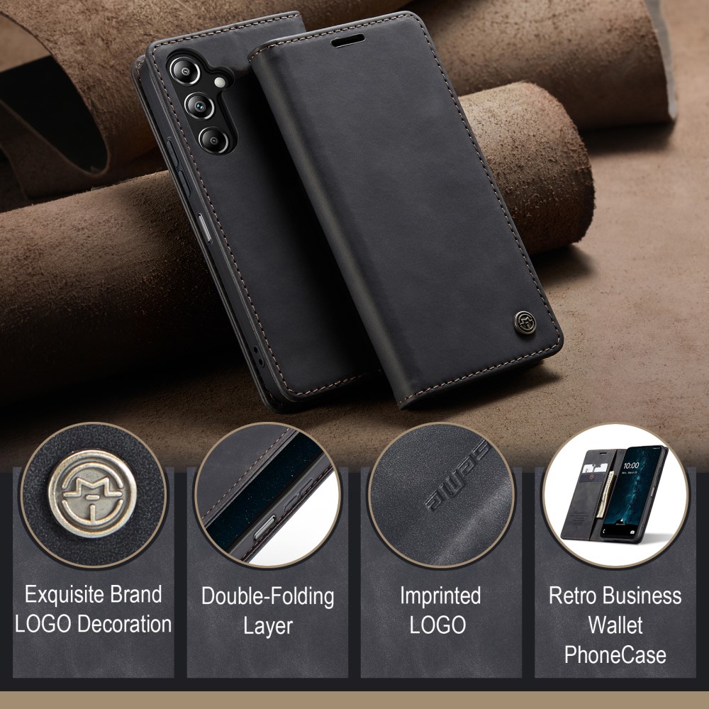 CASEME CASEME Galaxy A16/A26 5G Fodral Flip Retro Läder Svart