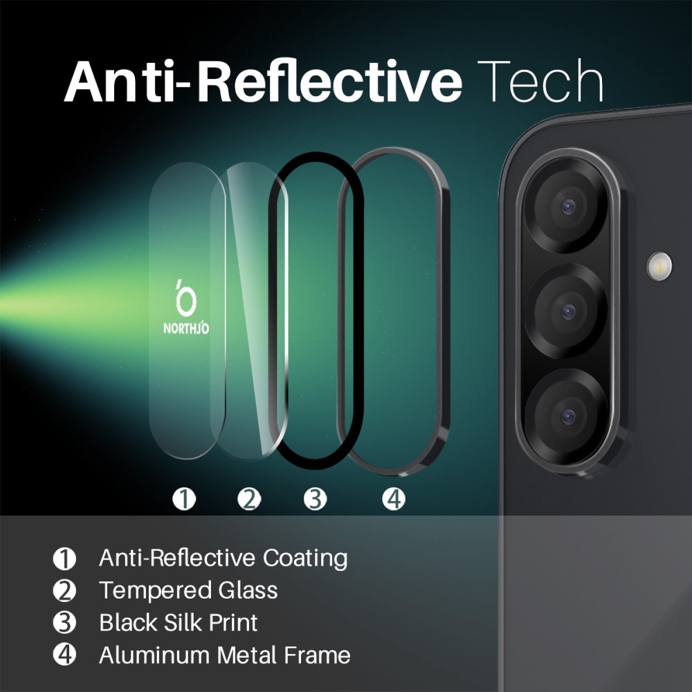 NORTHJO NORTHJO Galaxy A26 5G Linsskydd Härdat Glas Svart