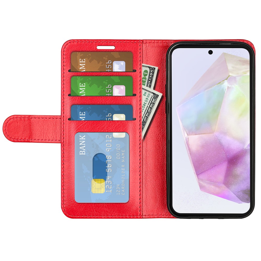  Samsung Galaxy A36 5G/A56 5G Fodral Crazy Horse Läder Röd
