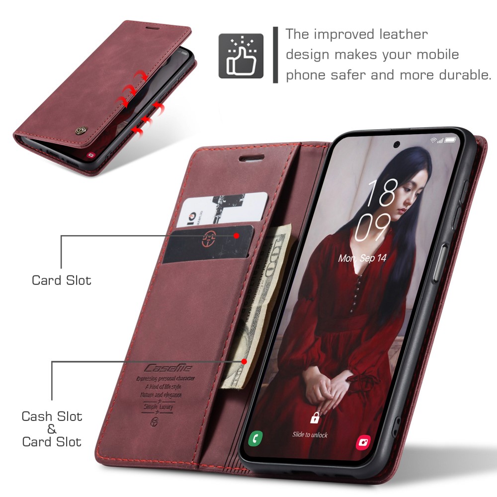 CASEME CASEME Galaxy A56 5G/A36 5G Fodral Retro Läder Röd
