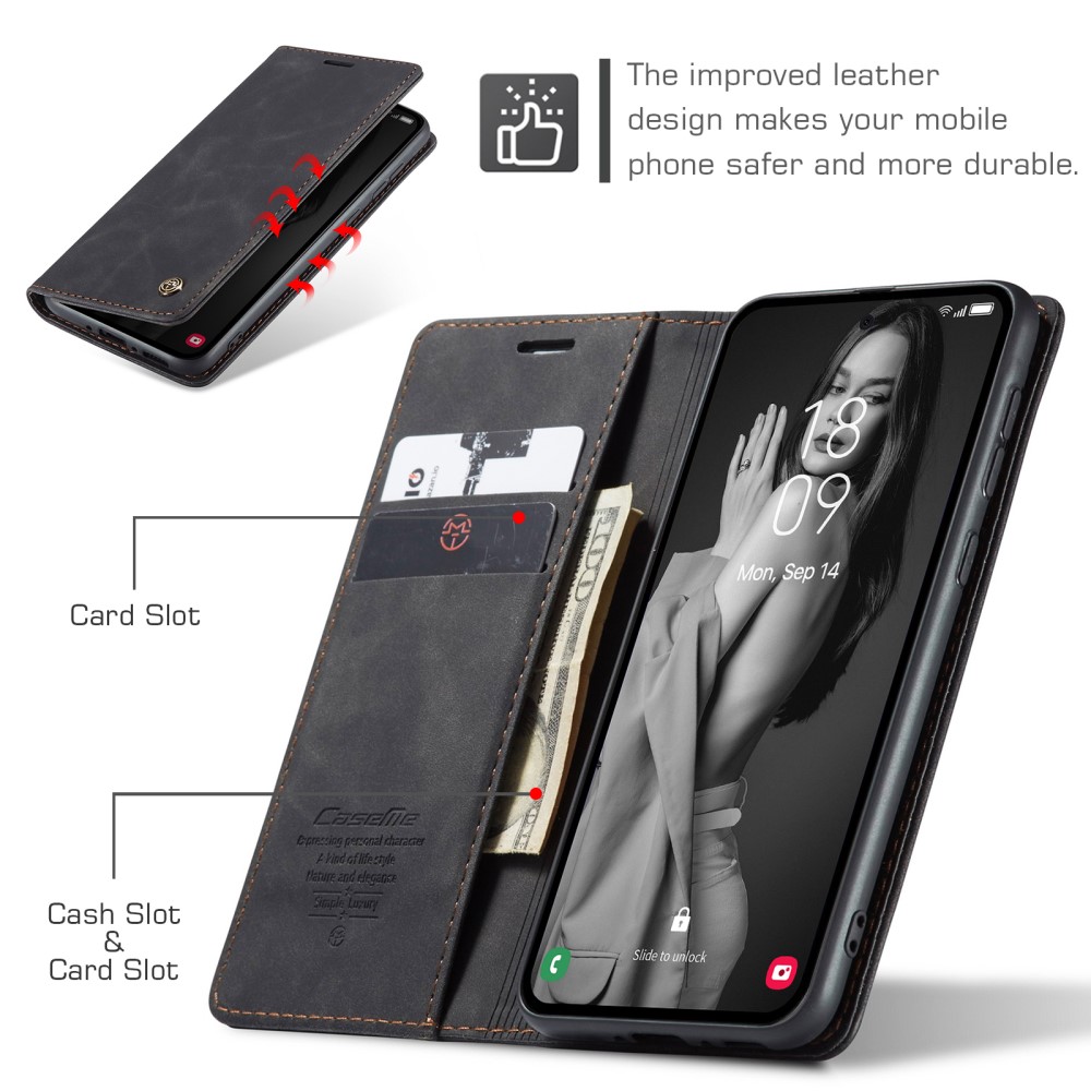 CASEME CASEME Galaxy A56 5G/A36 5G Fodral Retro Läder Svart