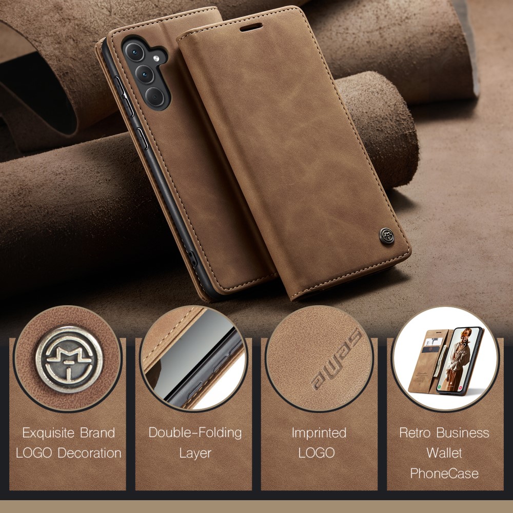 CASEME CASEME Galaxy A56 5G/A36 5G Fodral Retro Läder Brun