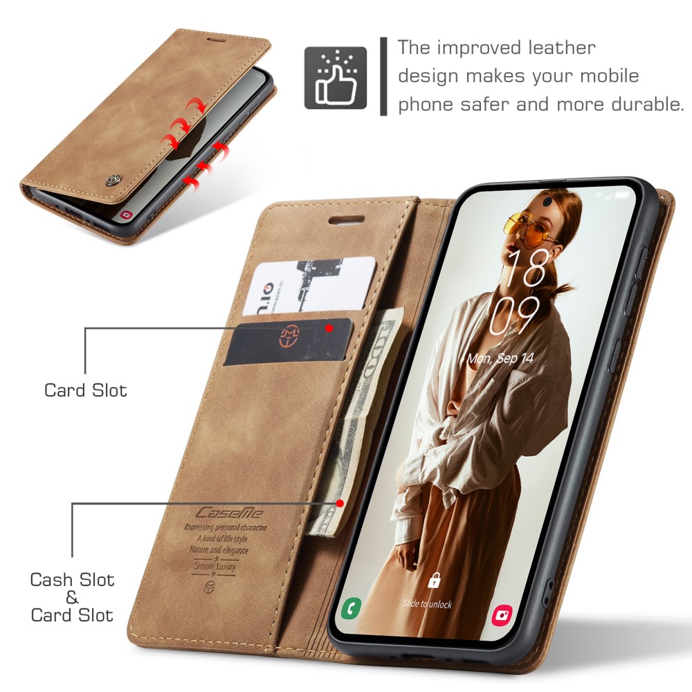CASEME CASEME Galaxy A56 5G/A36 5G Fodral Retro Läder Brun