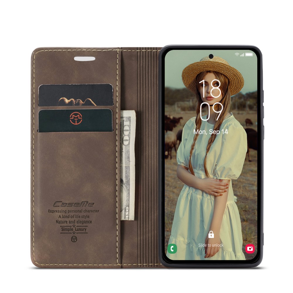 CASEME CASEME Galaxy A56 5G/A36 5G Fodral Retro Läder Mörk Brun