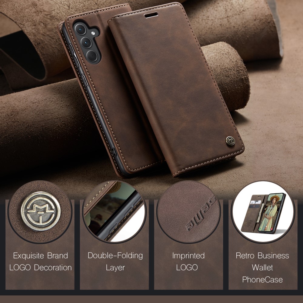 CASEME CASEME Galaxy A56 5G/A36 5G Fodral Retro Läder Mörk Brun