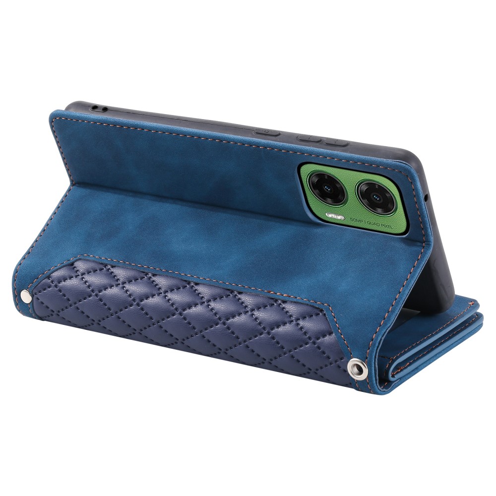  Motorola Moto G35 5G Plånboksfodral Rhombus Läder Blå