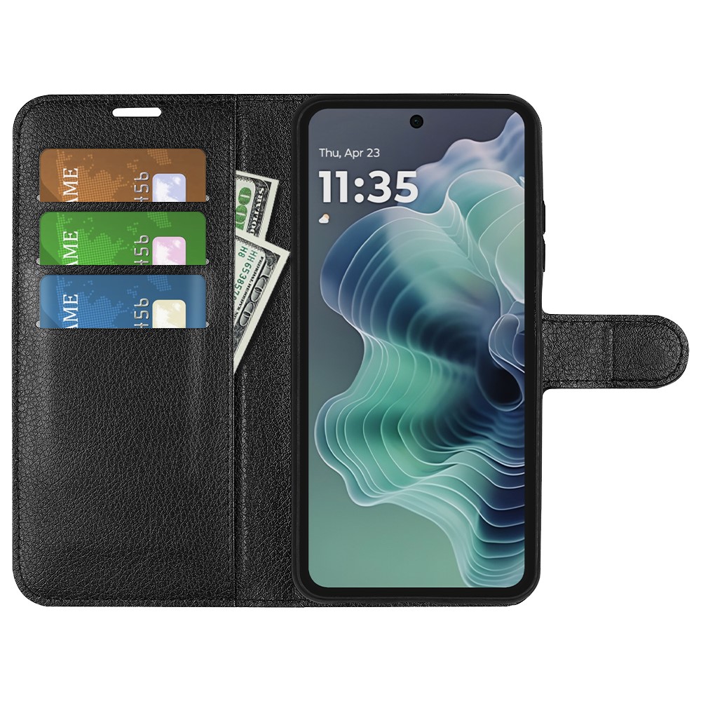  Motorola Moto G35 5G Fodral Litchi Läder Svart