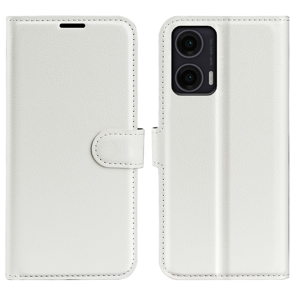  Motorola Moto G35 5G Fodral Litchi Läder Vit