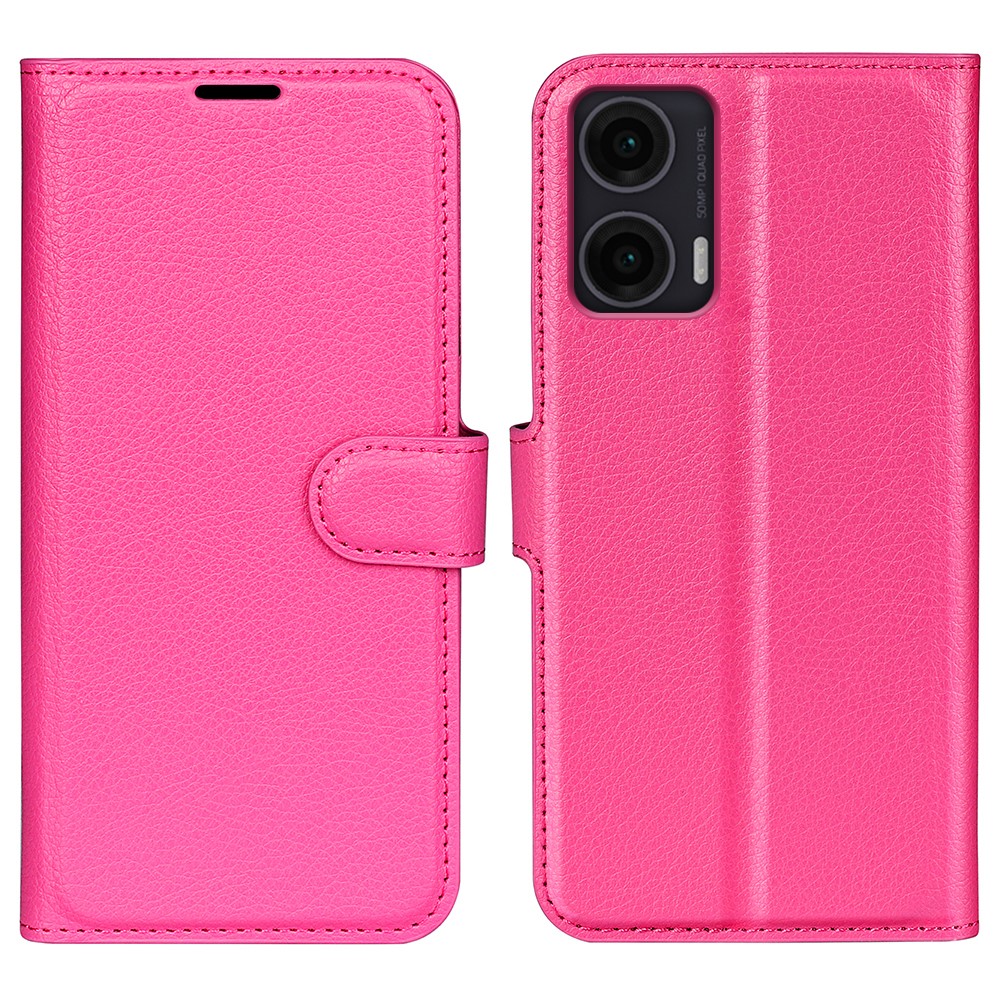  Motorola Moto G35 5G Fodral Litchi Läder Rosa