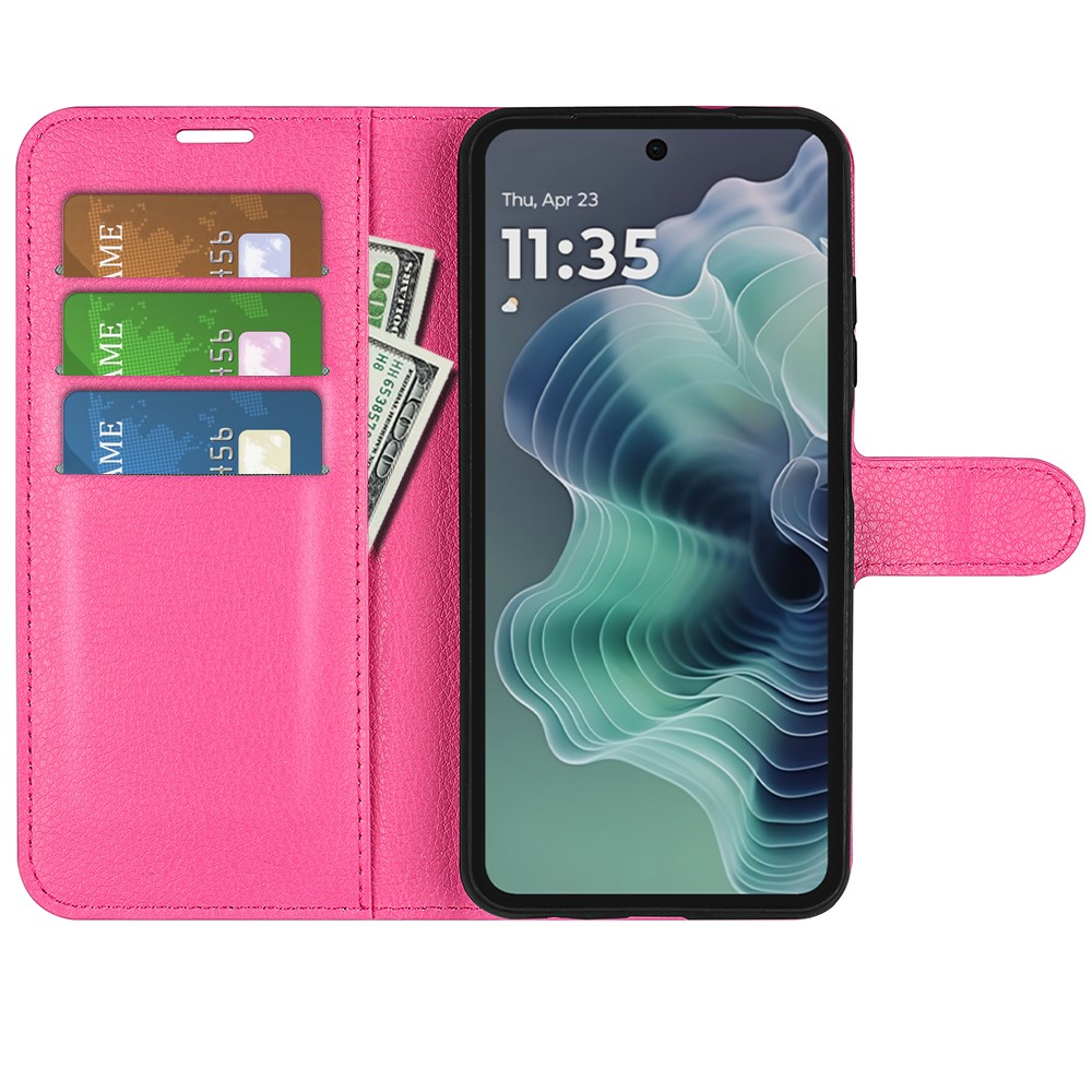 Motorola Moto G35 5G Fodral Litchi Läder Rosa