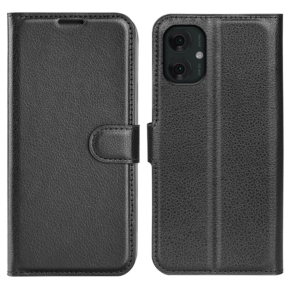  Motorola Moto G55 5G Fodral Litchi Läder Svart