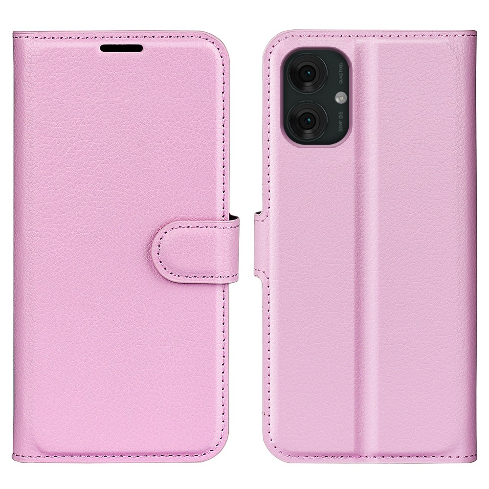  Motorola Moto G55 5G Fodral Litchi Läder Ljus Rosa