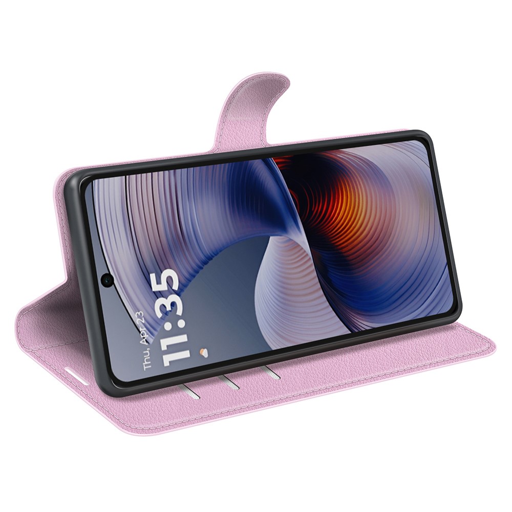  Motorola Moto G55 5G Fodral Litchi Läder Ljus Rosa