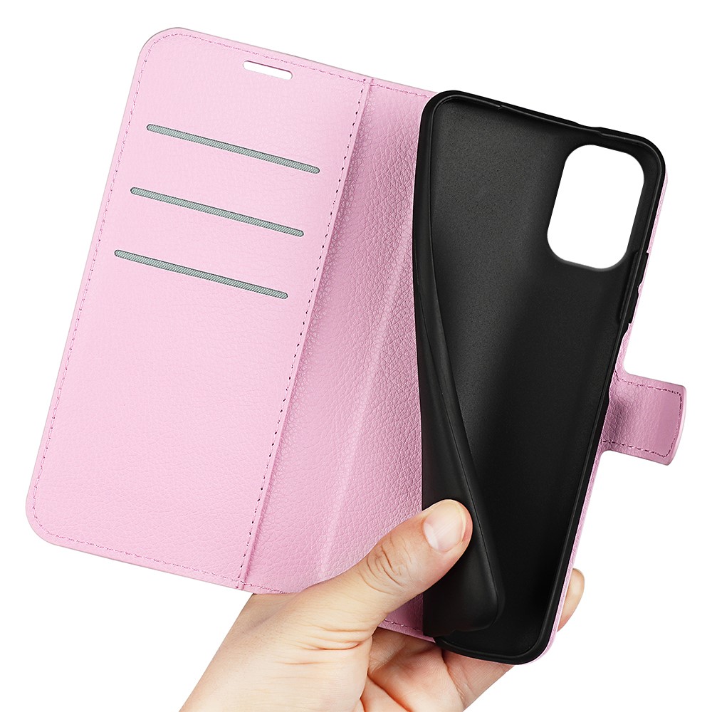  Motorola Moto G55 5G Fodral Litchi Läder Ljus Rosa
