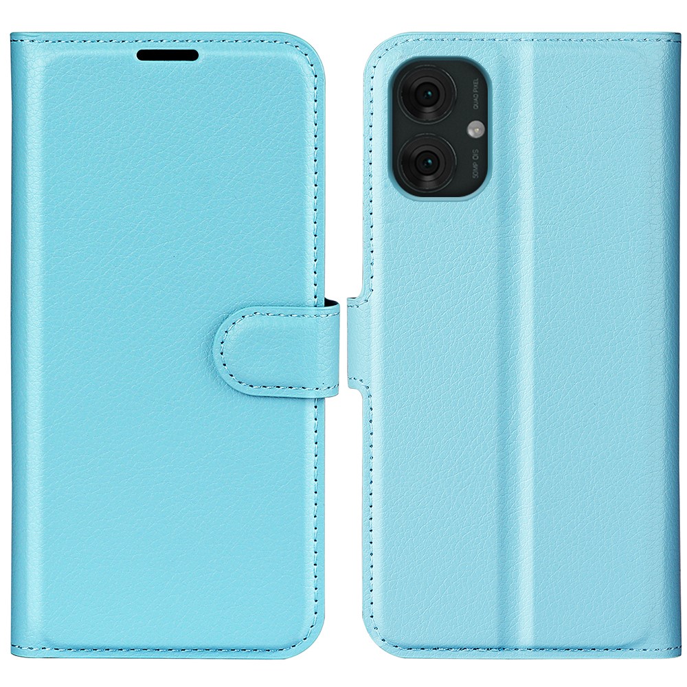  Motorola Moto G55 5G Fodral Litchi Läder Blå
