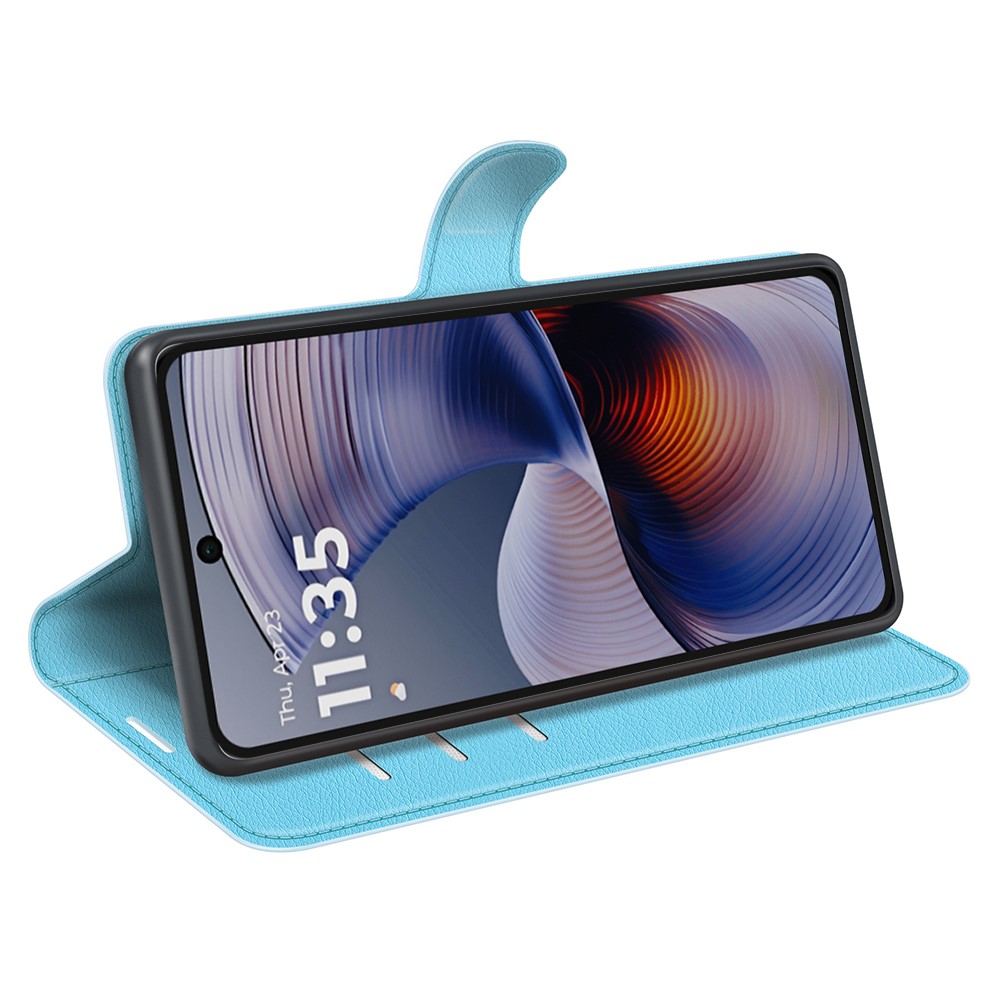  Motorola Moto G55 5G Fodral Litchi Läder Blå