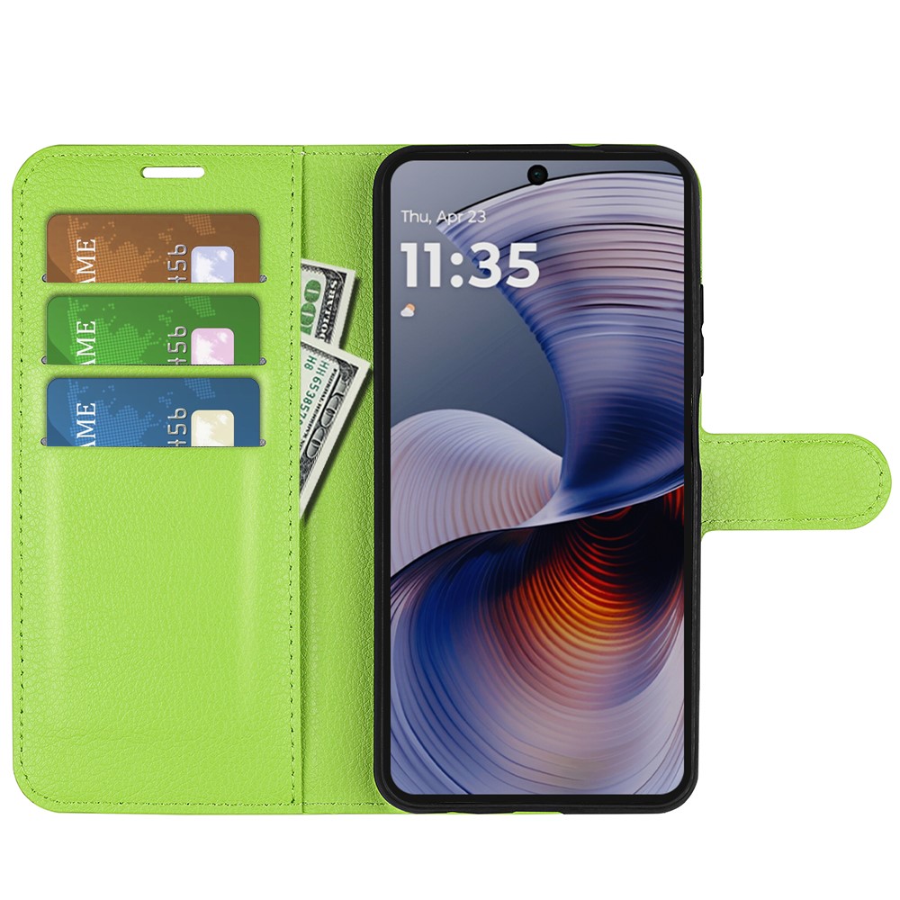  Motorola Moto G55 5G Fodral Litchi Läder Grön