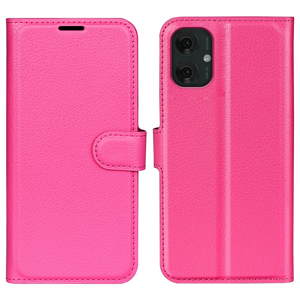  Motorola Moto G55 5G Fodral Litchi Läder Rosa