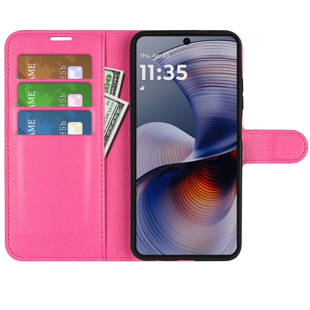  Motorola Moto G55 5G Fodral Litchi Läder Rosa