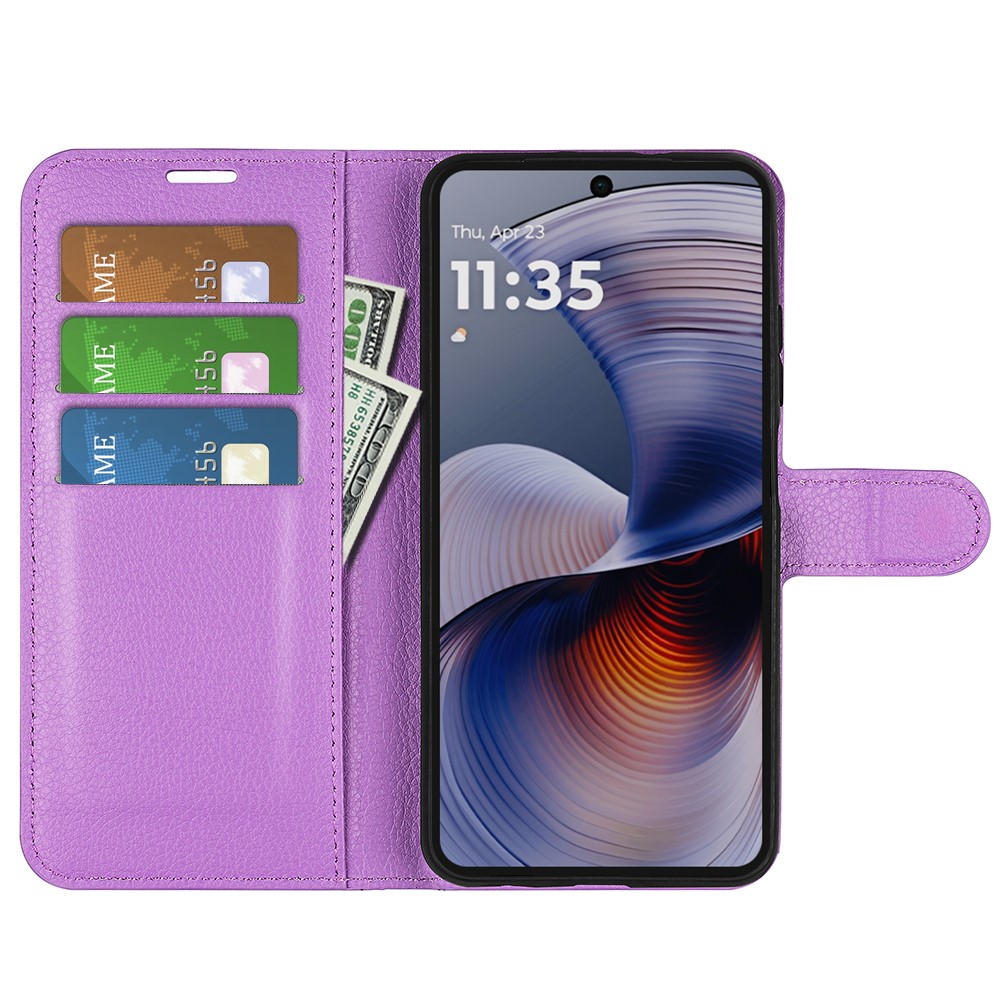  Motorola Moto G55 5G Fodral Litchi Läder Lila