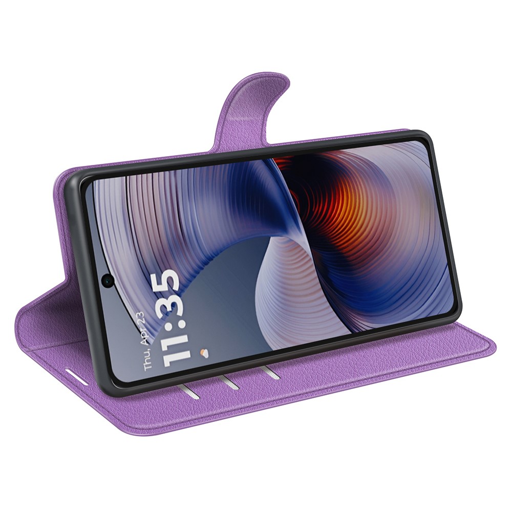  Motorola Moto G55 5G Fodral Litchi Läder Lila