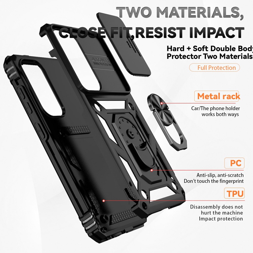  Samsung Galaxy S25 Plus Skal Hybrid Ring CamShield Svart