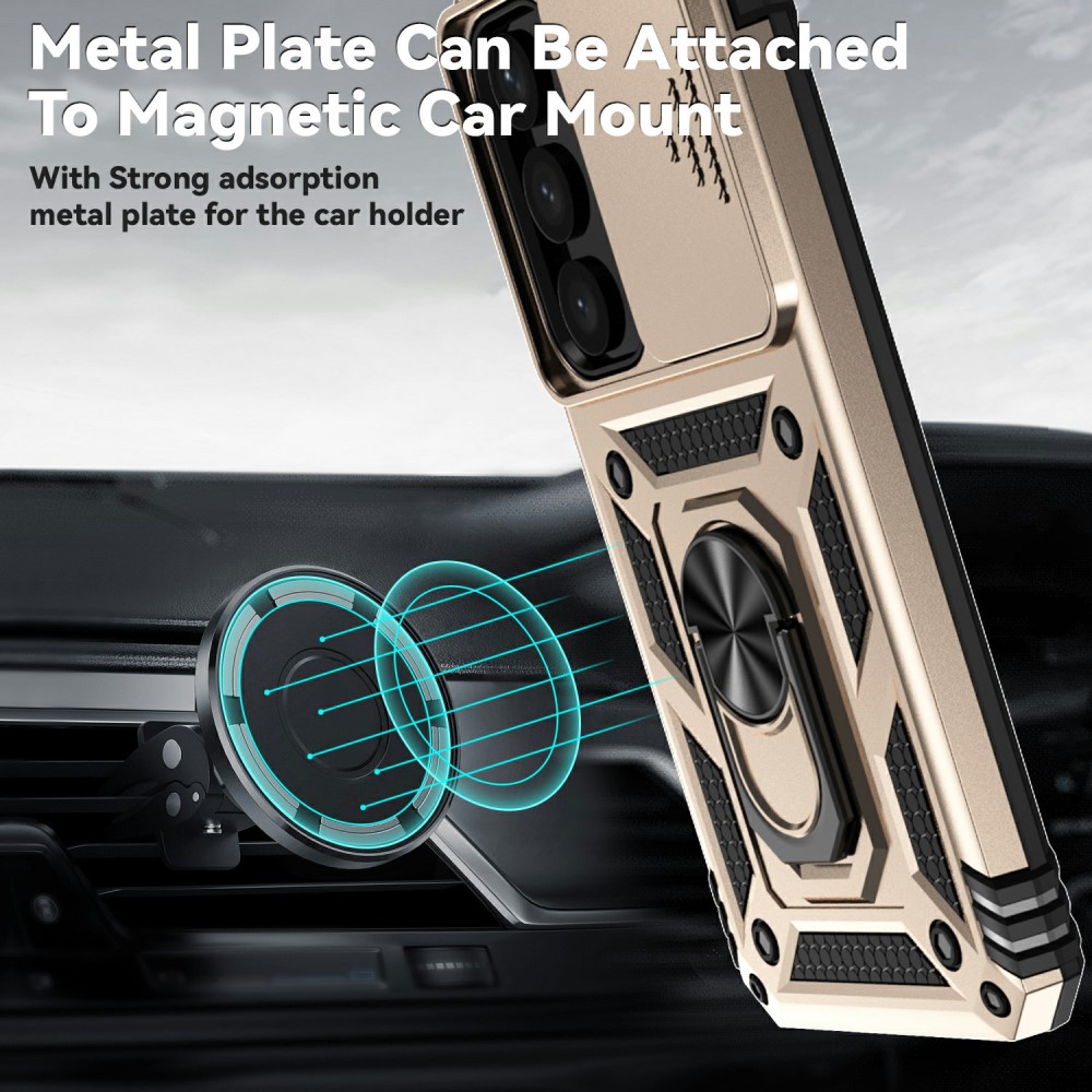  Samsung Galaxy S25 Plus Skal Hybrid Ring CamShield Guld