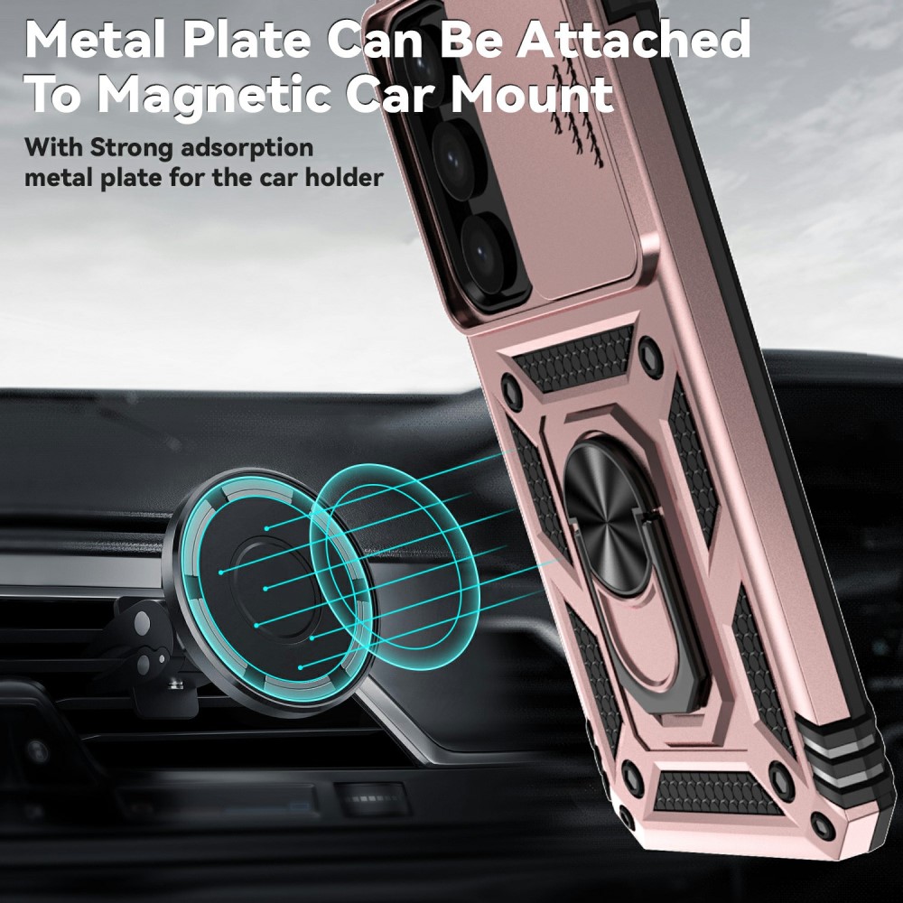  Samsung Galaxy S25 Plus Skal Hybrid Ring CamShield Roséguld