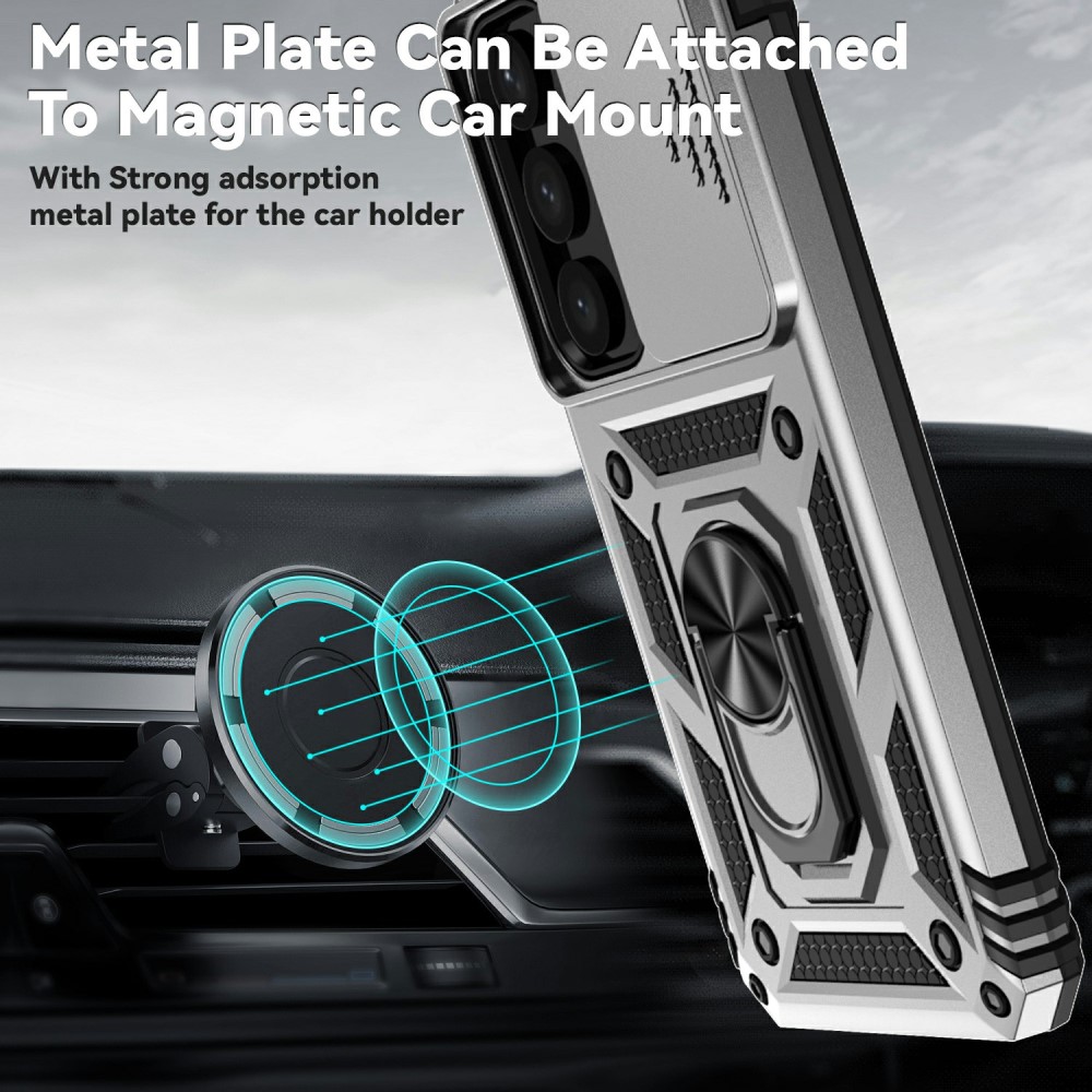  Samsung Galaxy S25 Plus Skal Hybrid Ring CamShield Silver