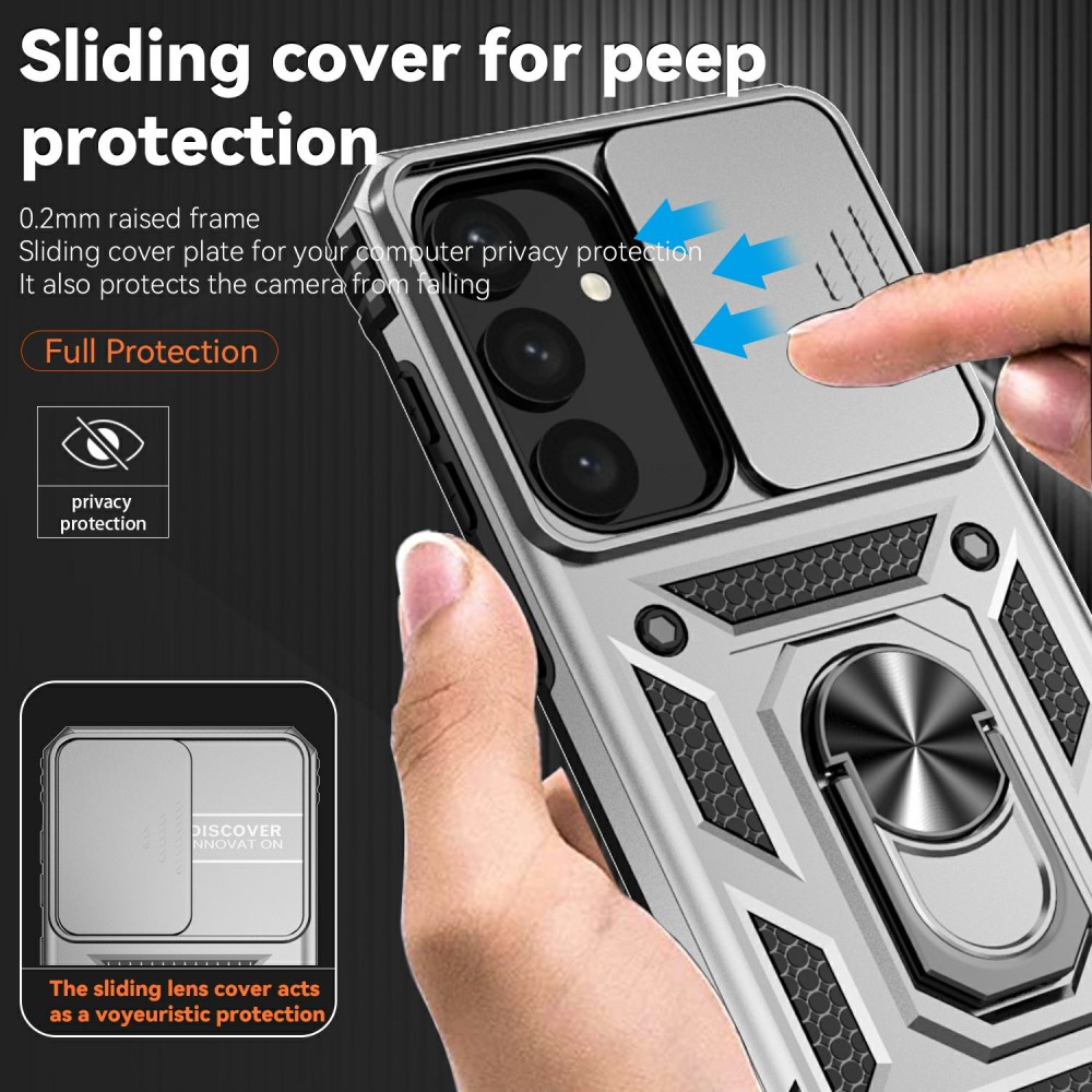  Samsung Galaxy S25 Plus Skal Hybrid Ring CamShield Silver