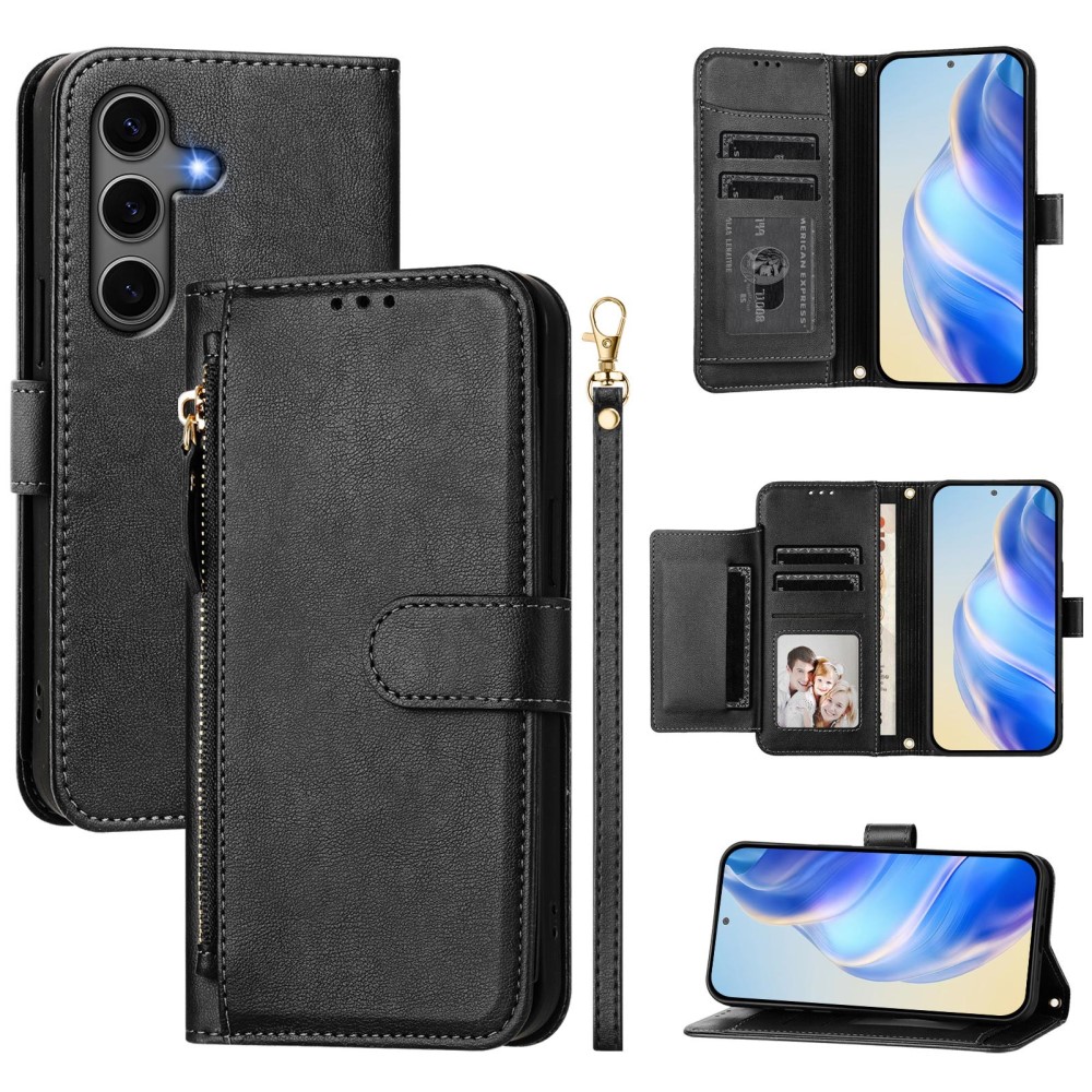  Samsung Galaxy S25 Plus Fodral Multifunktionell Läder Svart