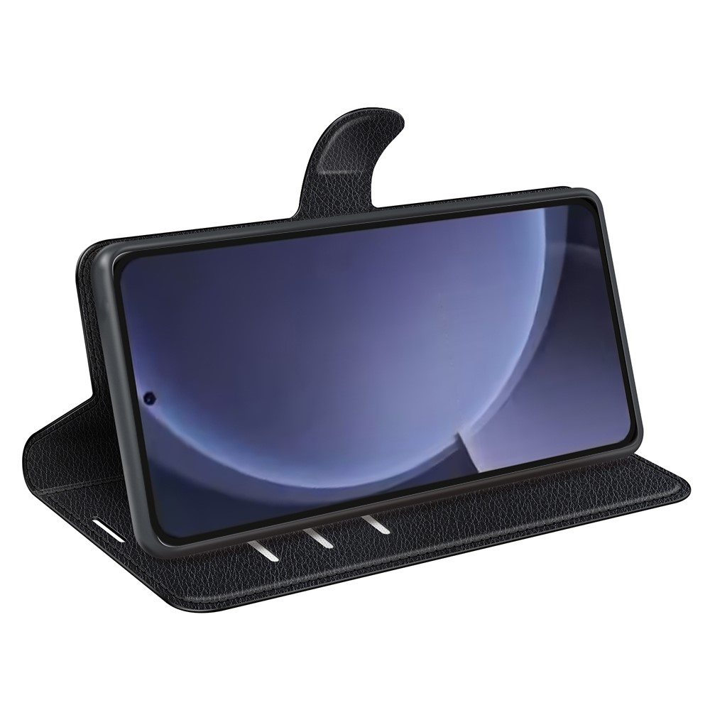  Samsung Galaxy S25 Plus Fodral Litchi Läder Svart