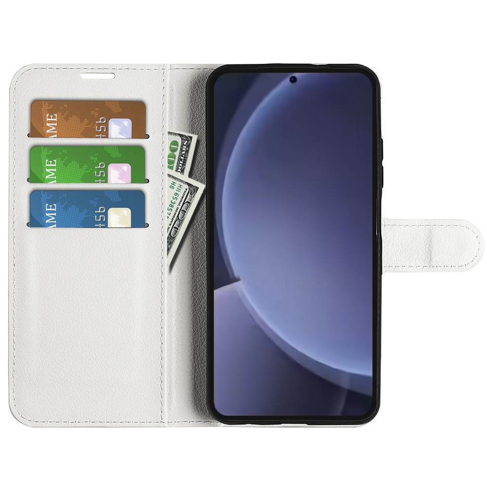  Samsung Galaxy S25 Plus Fodral Litchi Läder Vit