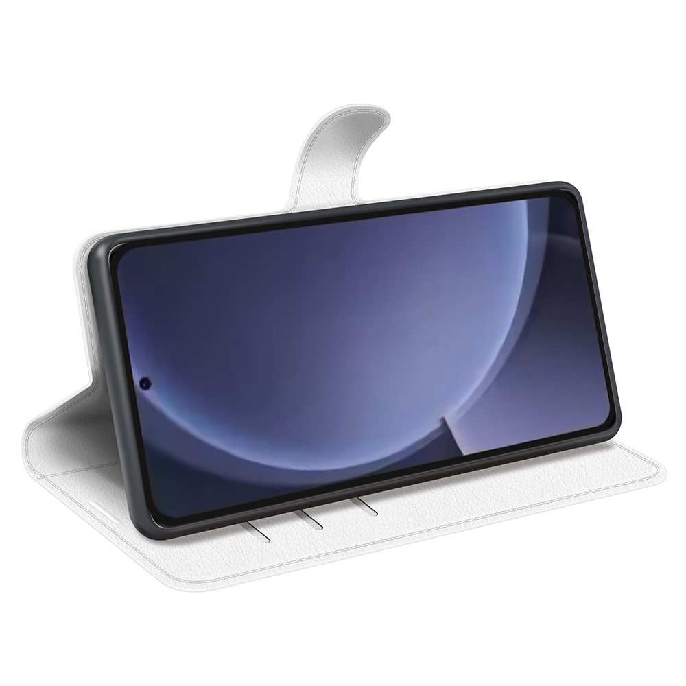  Samsung Galaxy S25 Plus Fodral Litchi Läder Vit