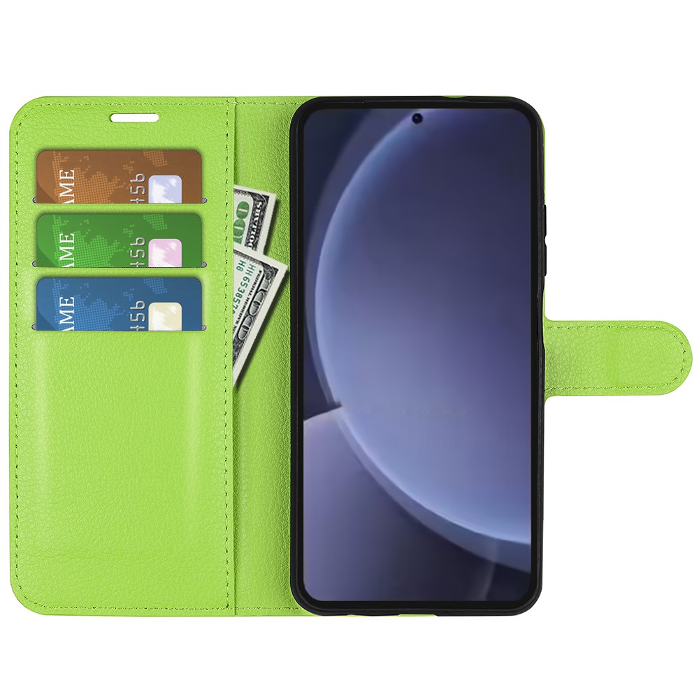  Samsung Galaxy S25 Plus Fodral Litchi Läder Grön