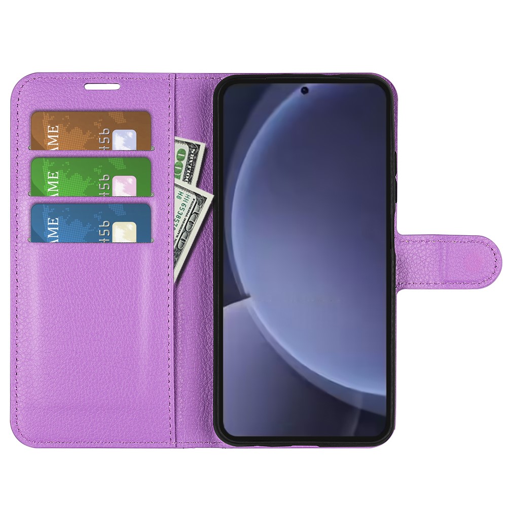  Samsung Galaxy S25 Plus Fodral Litchi Läder Lila