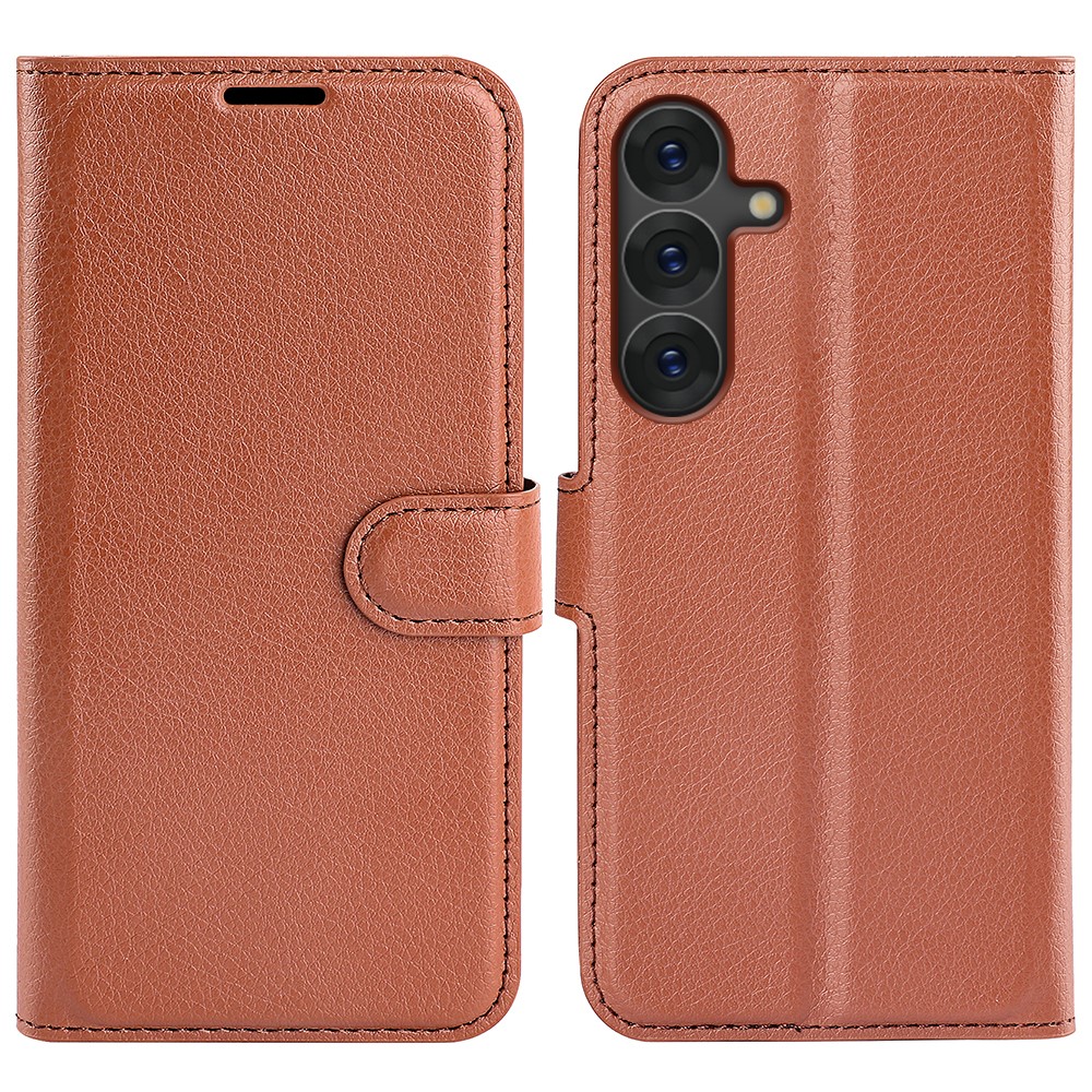  Samsung Galaxy S25 Plus Fodral Litchi Läder Brun
