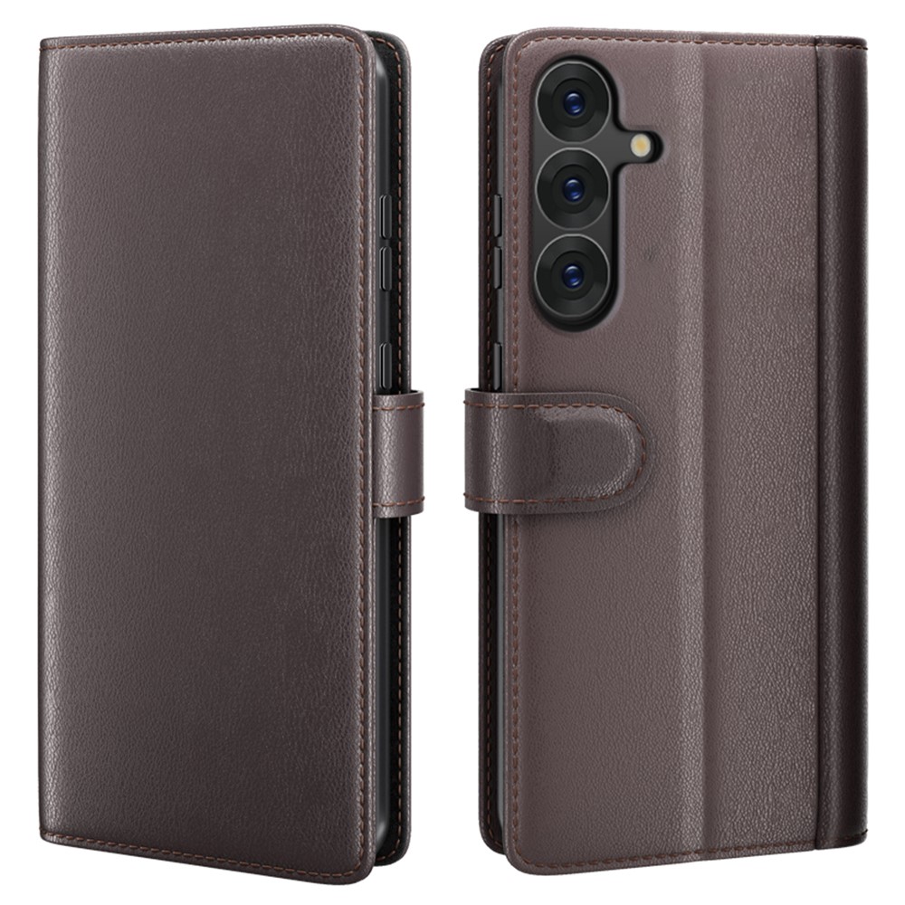  Samsung Galaxy S25 Plus Fodral Premium Äkta Läder Brun