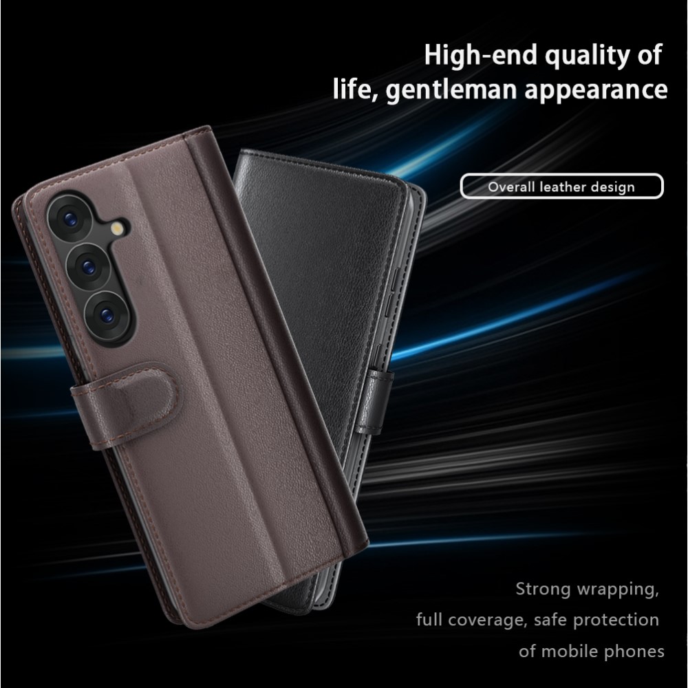  Samsung Galaxy S25 Plus Fodral Premium Äkta Läder Brun