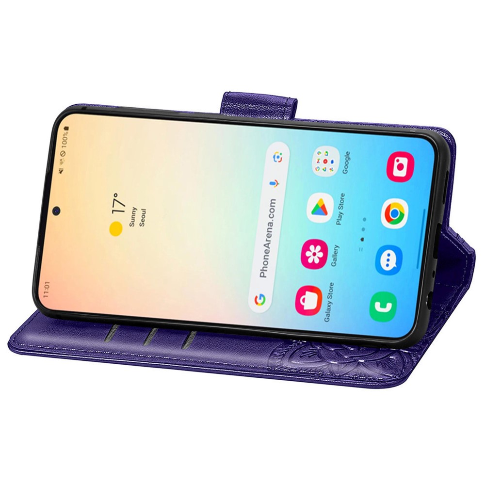  Samsung Galaxy S25 Plus Fodral Med Fjäril Tryck Mörk Lila